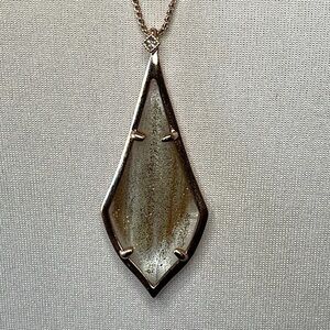 Rare Kendra Scott Gold Tone Glitter Dust Drop Pendant Necklace Boho